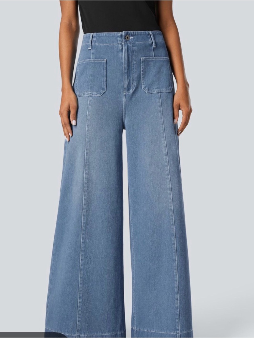 HALARA Light Blue High-Rise Wide Leg Jeans